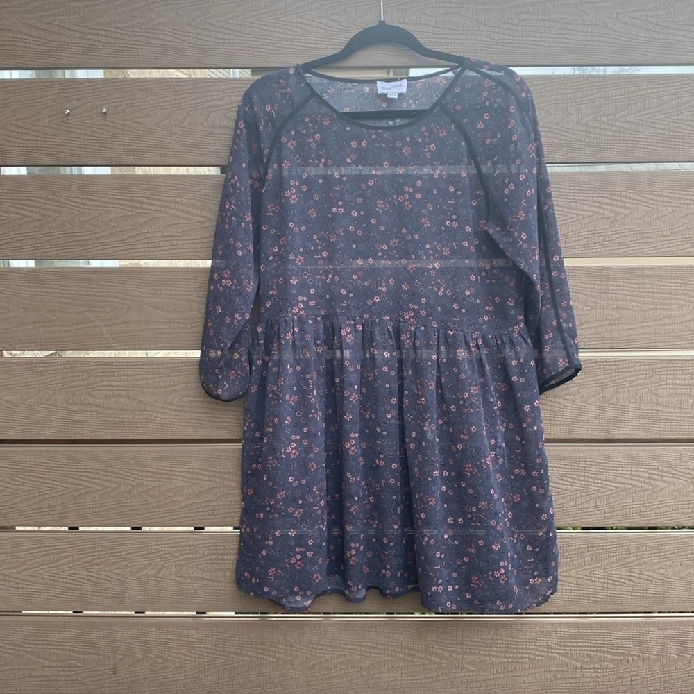 Frank & Oak Printed chiffon floral dress mid sleeves sheered Size Small - Picture 5 of 11